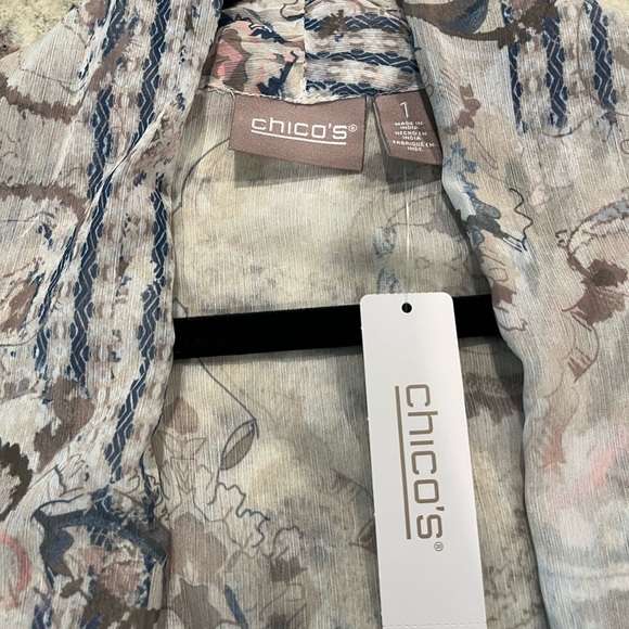 Chico’s Sheer Jacket Patch Paisley Sz 1 Medium - Picture 4 of 5